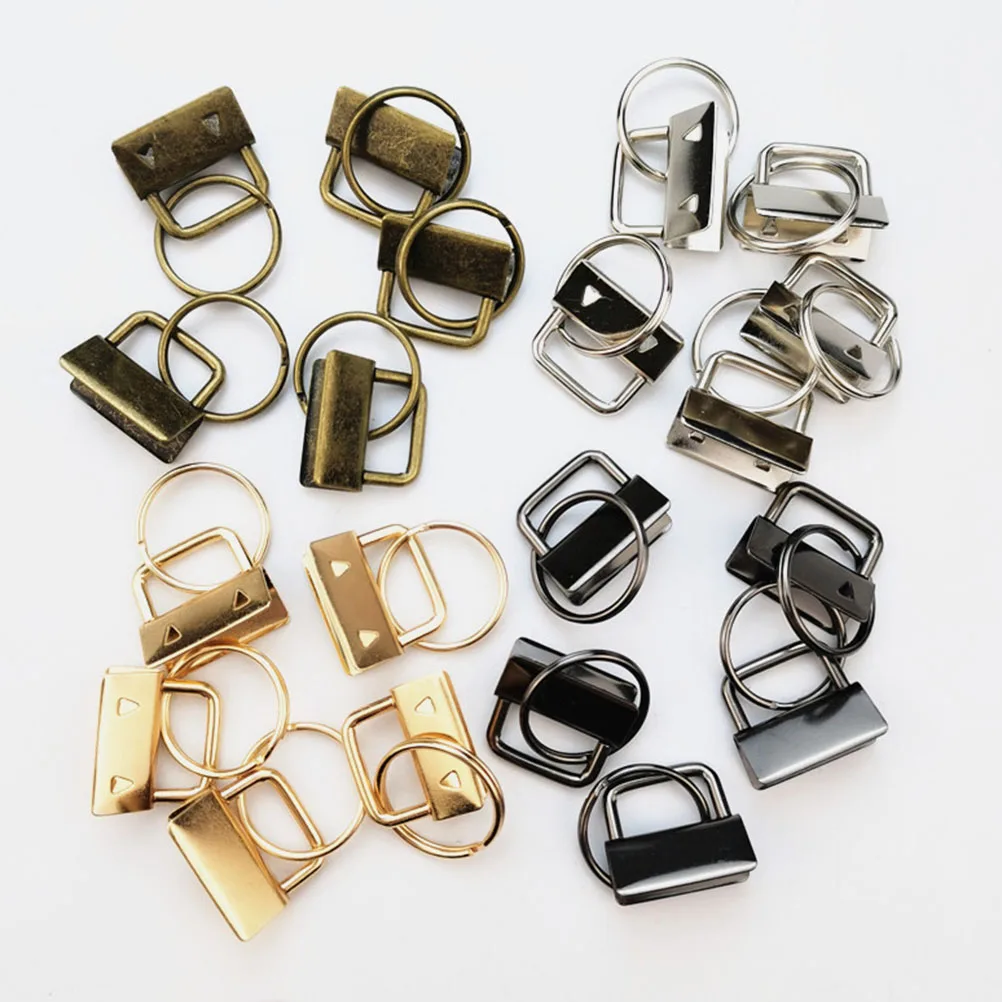 

40pcs Key Ring Fob Set Bag Strap Ends Clips For Diy Handbag Making Buckles Jewelry Cord Ends Clasp Wristlet Fob Pliers Craft