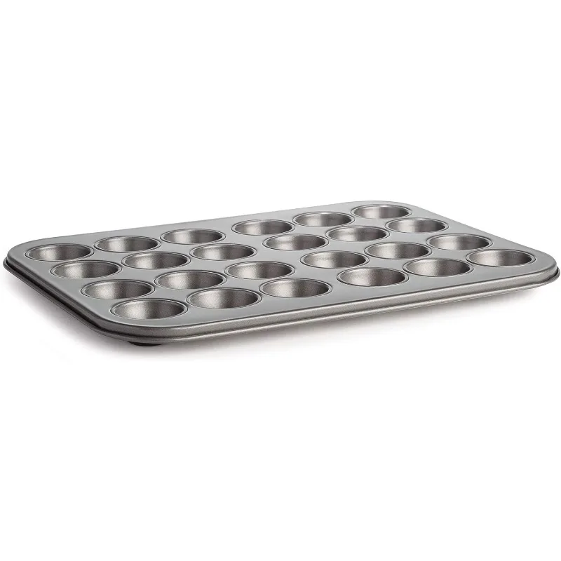 

Mini Muffin Pan Carbon Steel Quick Release Coating, Non-Stick Bakeware, Heavy Duty Performance, 24-Cup, Gray