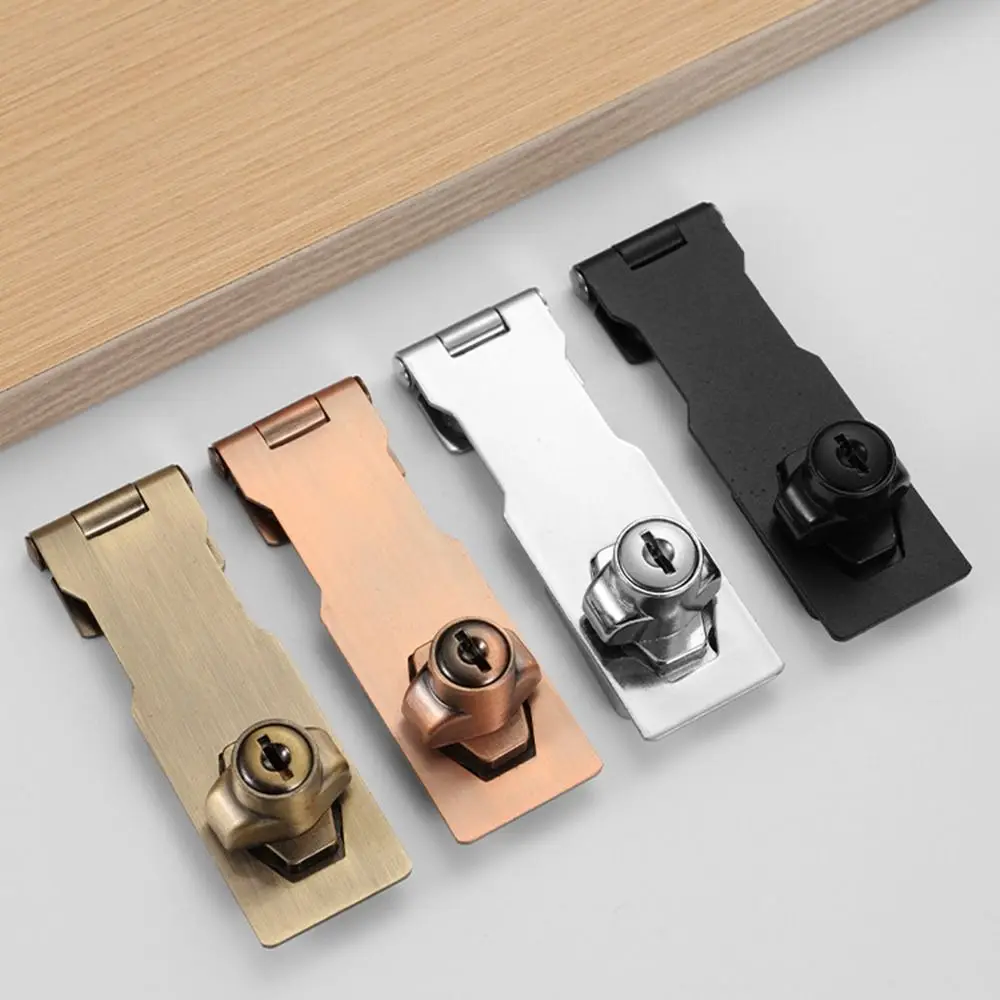 Portable Security Furniture Locks Anti-theft No-punch Security Wooden Door Buckle Thickened Stainless Steel