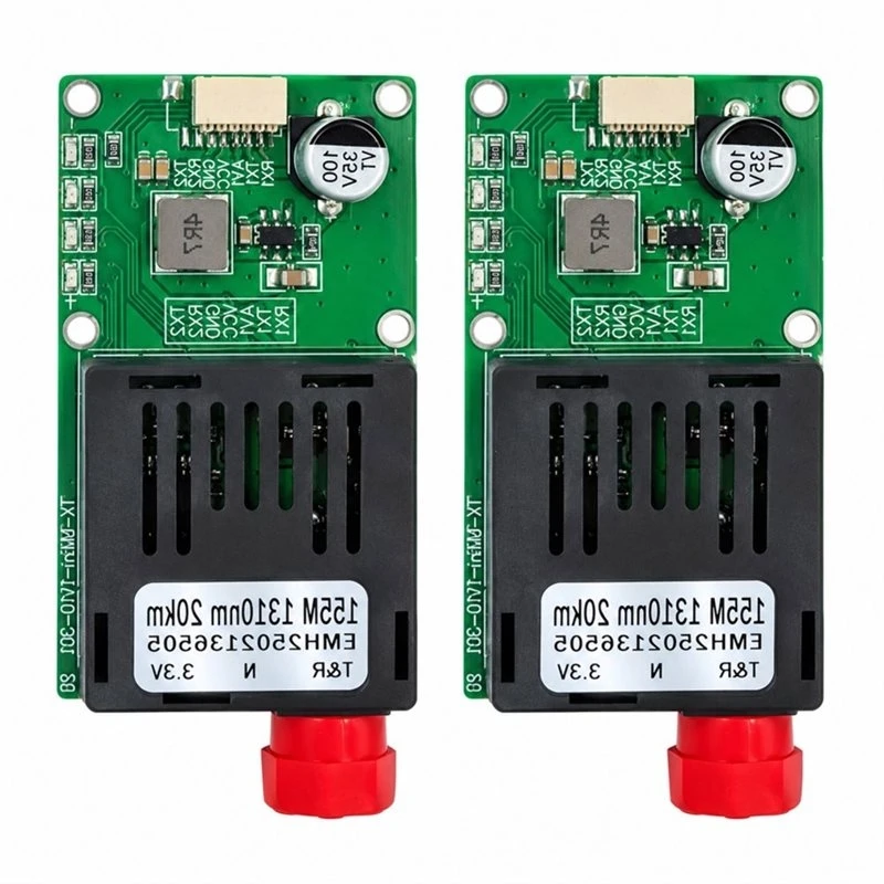 TTL Optical Transceiver Module 2 Pieces For Drones- DC 5.5-26V FC RX/TX/AV/VCC/GND 20KM TTL To Fiber Optic Module