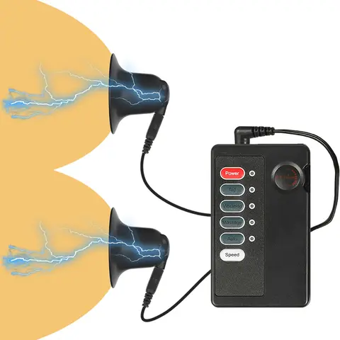 Electric Shock Nipple Suction Cup Breast Clitoris Sucker Erotic Nipple Clamps Pump Adult Game Breast-fed Sex Toys for Women Men