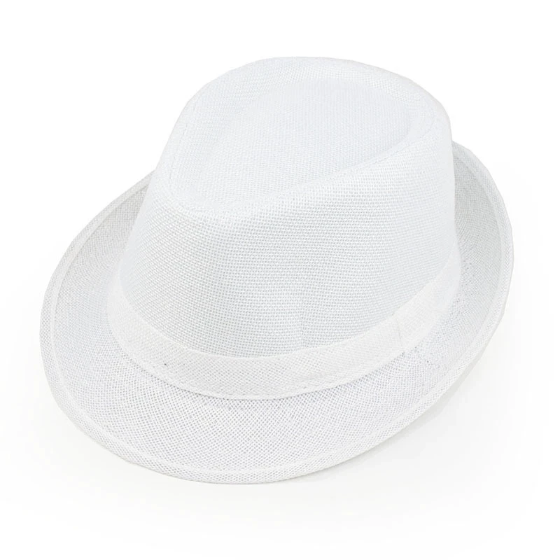Unisex Foldable Linen Fedora Jazz Hat Wide Brim UV Protection Beach Sun Hat