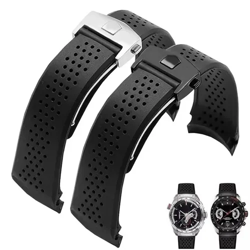 Pulsera de reloj para TAG HEUER GRAND CARRERA AQUARACER, pulsera de silicona suave de 22mm y 24mm, correa de reloj para hombre, correa de reloj de goma negra