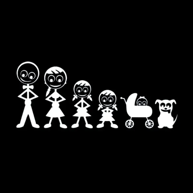 Lustige Familie gestanzte Vinyl-Aufkleber, kleine Familie, Aufkleber für Autoscooter, Fenster, Baby