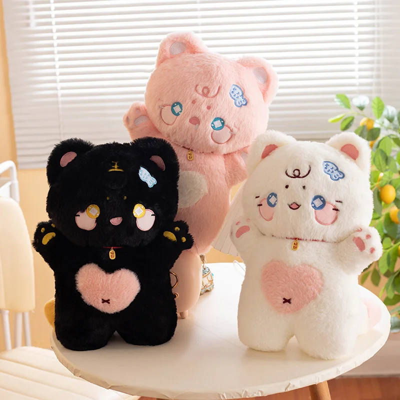 

38cm Kawaii Fluffly Cat Plush Toys Cute Stuffed Animals Kittey Plushies Doll Accompany Soft Toys Home Room Decor Kids Xmas Gifts