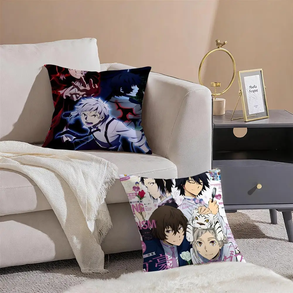 B-Bungo Stray Dogs Cushion Cover Throw Pillow Cover Hidden Button Durable Polyester Chair Cushion