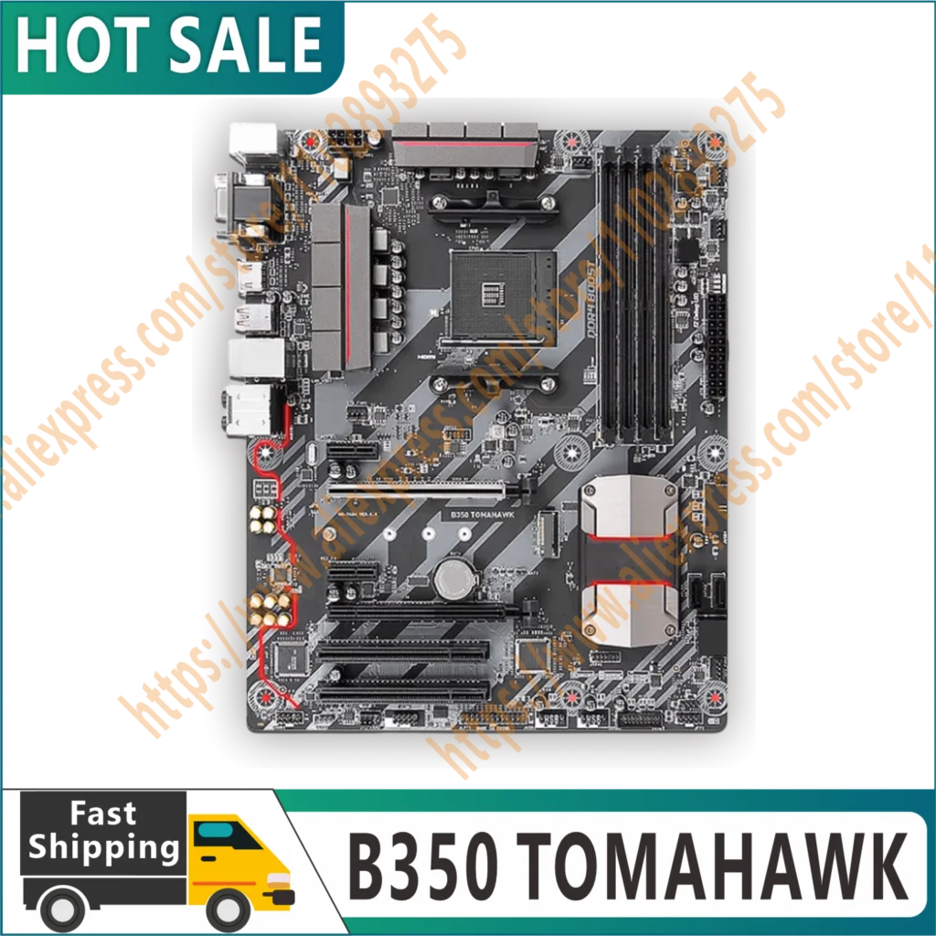 100% Genuine Testing B350 TOMAHAWK Gaming motherboard DDR4 1866MHz 64GB M.2 VGA DVI AMD B350 Praka Mame socket AM4