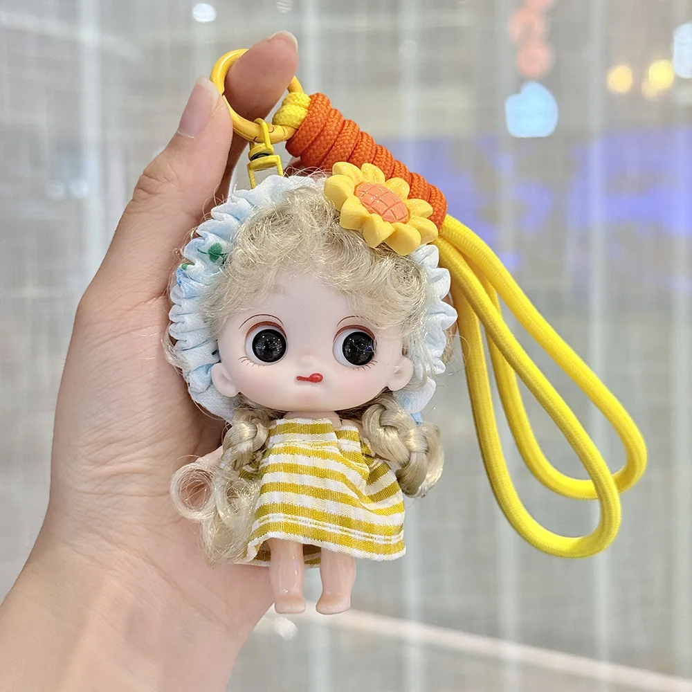 1/12 Sweet Small Fresh Style Maruko Doll Keychain Joint Movable 10cm Loli OB11 Doll For Car/Bag Keychain Exquisite Doll Charm