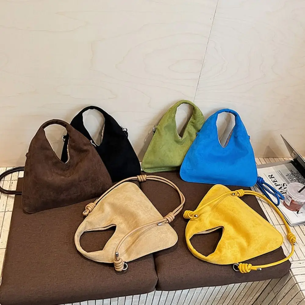 

Shoulder Bag Suede Triangular Hand Bag Handbag Candy Color Slouchy Hobo Bags Korean Style Large Capacity Solid Color Tote Bag