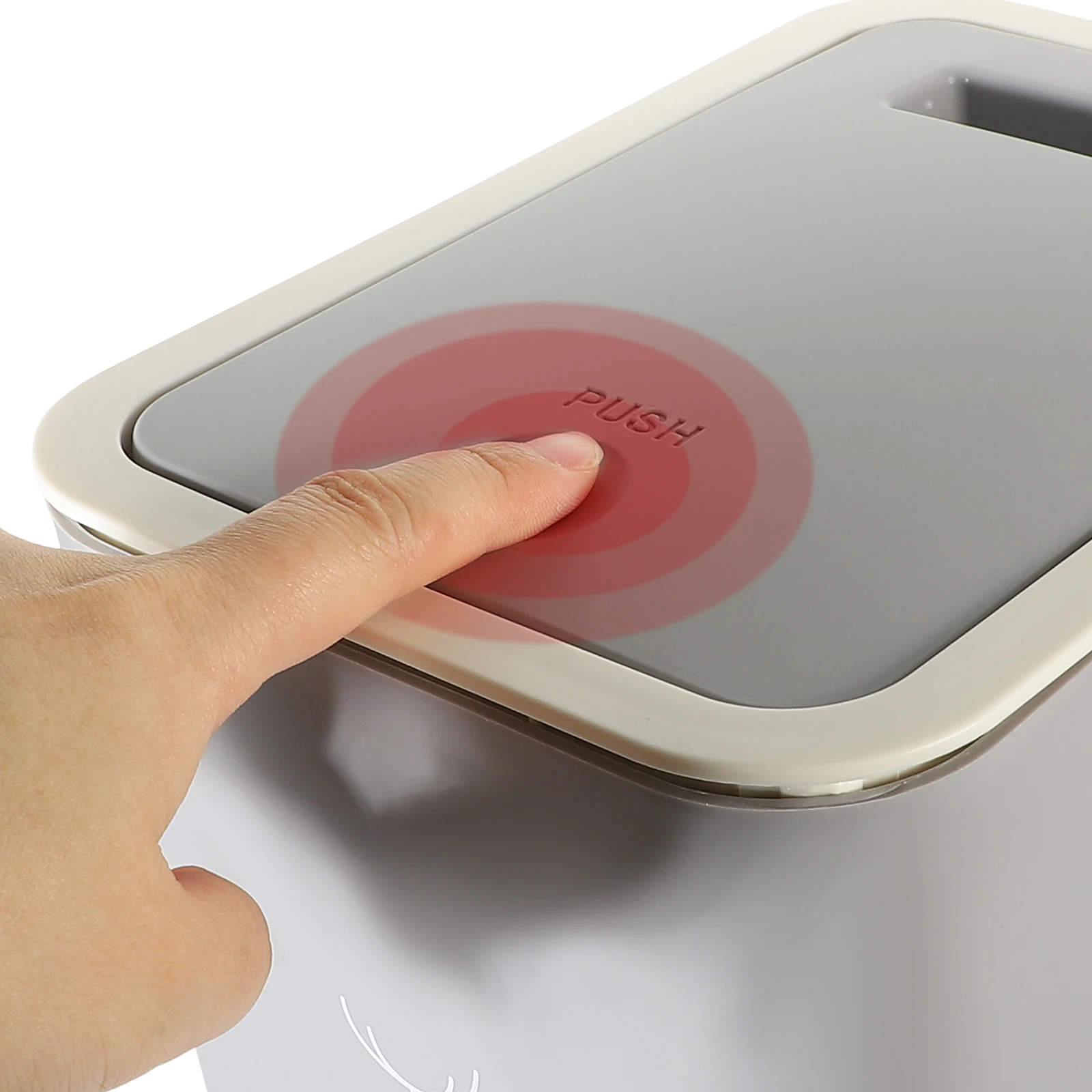 

Black Garbage Can Push Trash Bins Bathroom Trashcan with Lid Waste Basket Office Paper