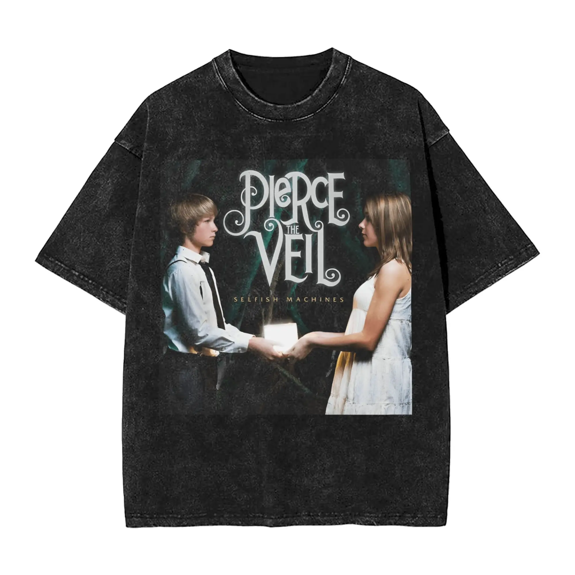 

Pierce The Veil Skull T Shirt for Men Cotton Vintage T-Shirt Crewneck American Rock Band Tees Short Sleeve Clothes Big Size