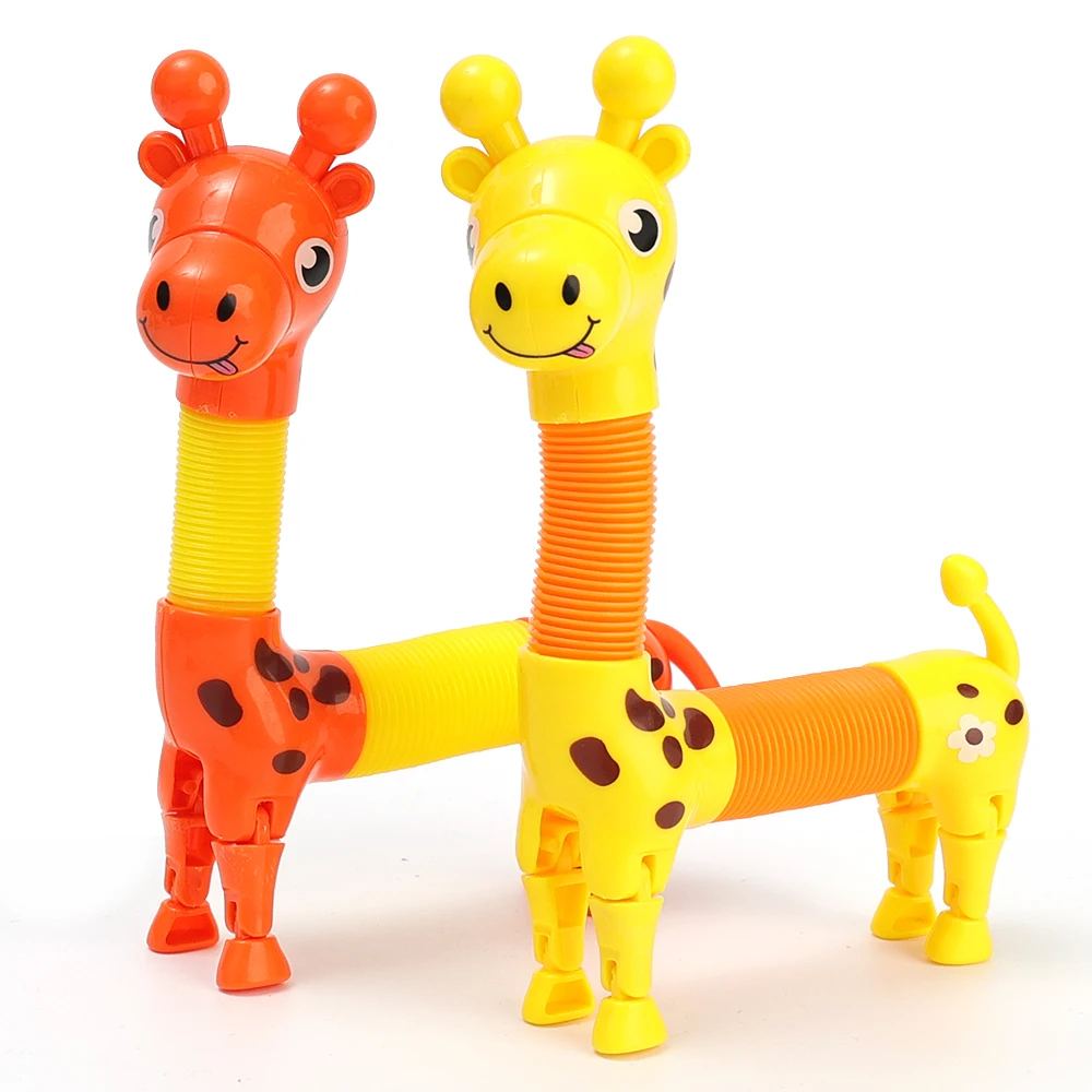 Creative Suction Cup Telescopic Tube Giraffe Toy for Kids  DIY Funny Stretch Giraffe Decompression Baby Puzzle Educational Toys