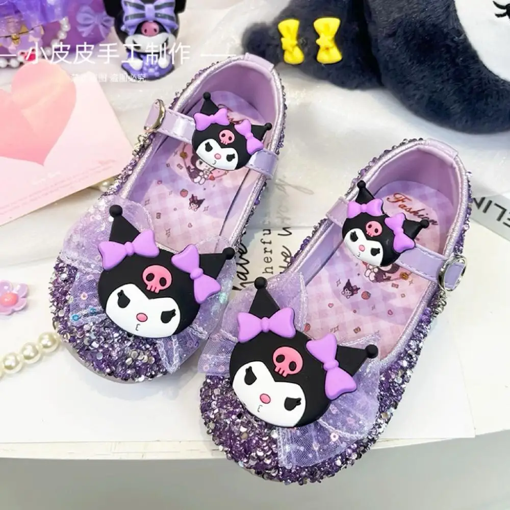 

Sanrio Kuromi Girls Princess Shoes Sandals Soft Bottom Single Shoes Rhinestones Shoes Performance Party Shoes Casual Shoes Gifts