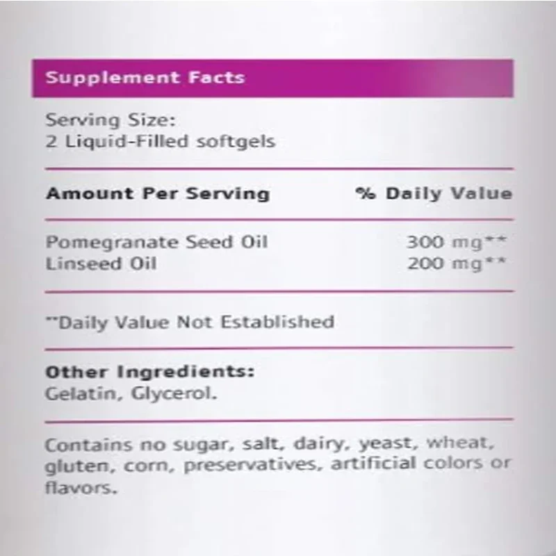 Pomegranate Seed Oil Liquid Soft Capsules - Male and Female Supplements - Provides Antioxidant Support, Non GMO