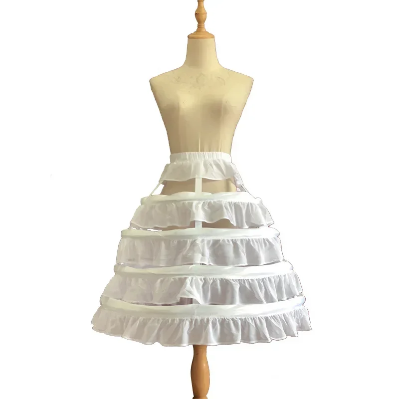 

Ladies White Bride Married Lolita petticoat Ruffled Openwork Princess Skirt Birdcage Support 4 Steel Ring