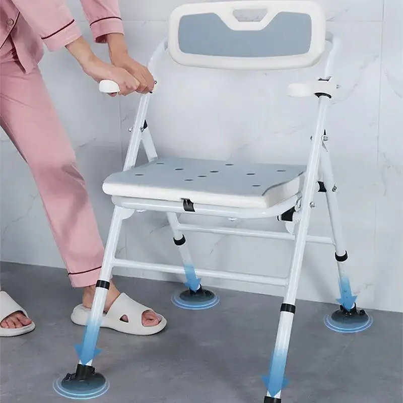 كرسي استحمام كرسي إكسسوارات معدنية مقاومة للماء كرسي قابل للتعديل حمام عناصر المسنين أثاث الحمام Taburete De Bañarse #4