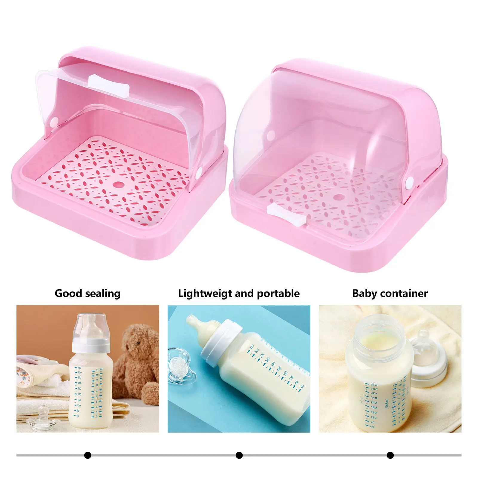 1Pcs Bottle Storage Box High Quality PP Material Sealed Dustproof Moistureproof Large Capacity Draining Tray Feeding Bottle