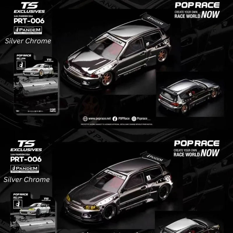 [Pre-sale] TS x Poprace 1:64 Pandem Civic EG6 Simulation Alloy Car Model, Boys' Gift Toy, Adult Collection Decoration Item.