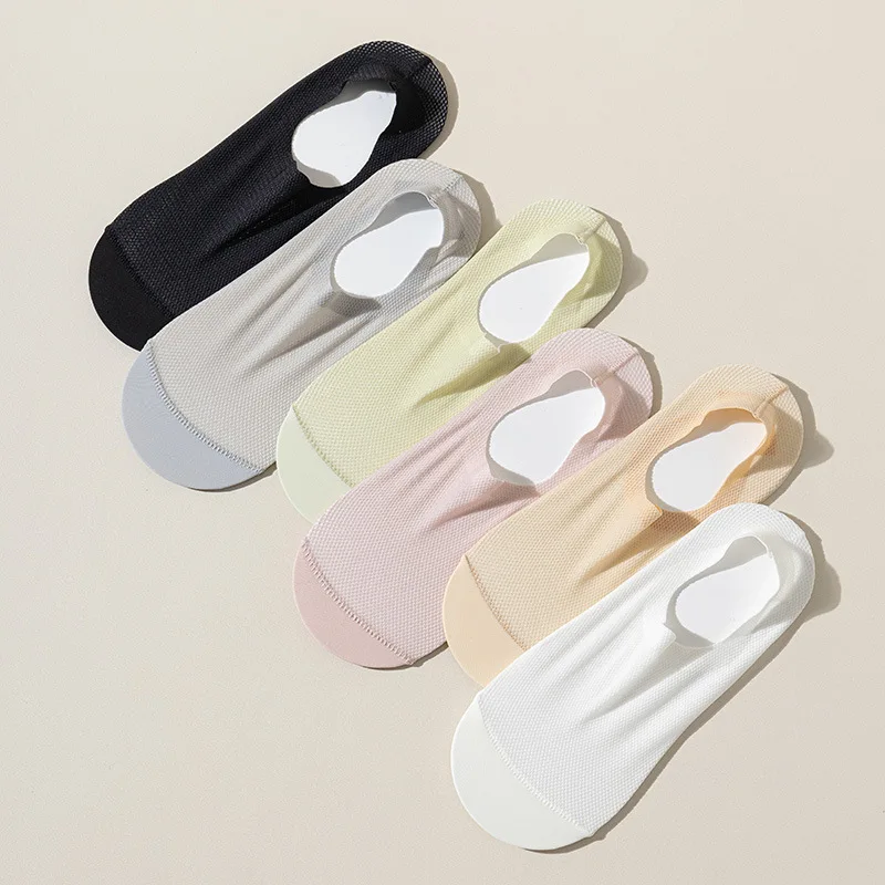 中空メッシュ薄型通気性靴下スリッパシリコーンノンスリップローカットボートソックス女性ファッション夏目に見えないノーショーソックス