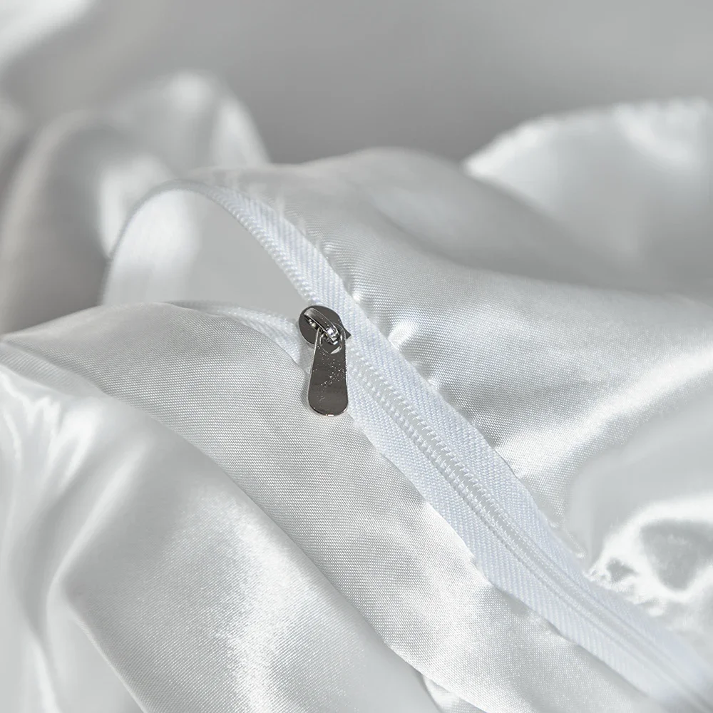 Luxury Satin Double-layered Ruffles Bedding Set Queen Soft Smooth Duvet Cover and Pillowcase Silky Single Double Comforter Cover