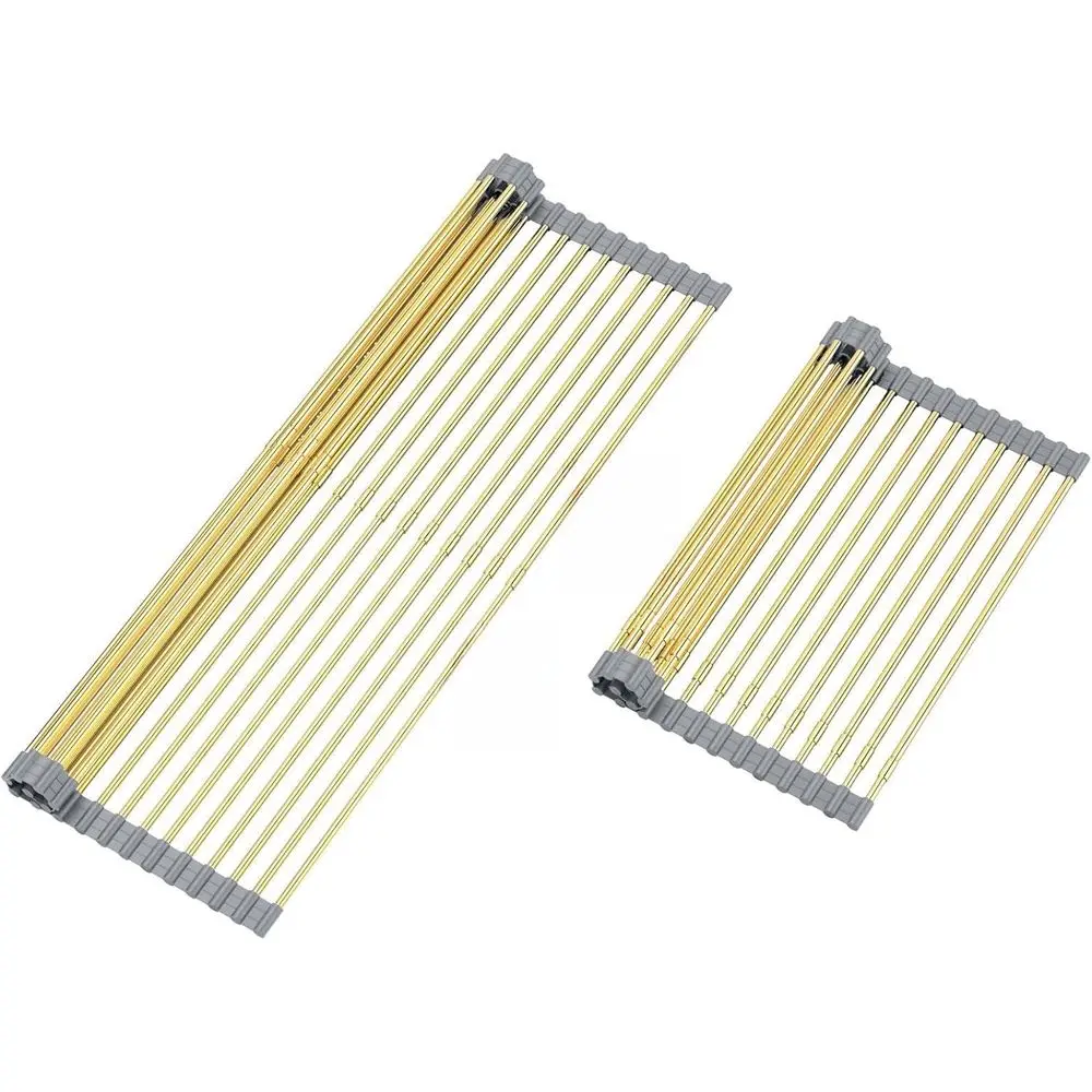 

Large Expandable Roll Up Dish Drying Rack, Heat-Resistant Dish Drainer or StainlSteel Sinks, Over The Sink Non-Slip Silicone Rol