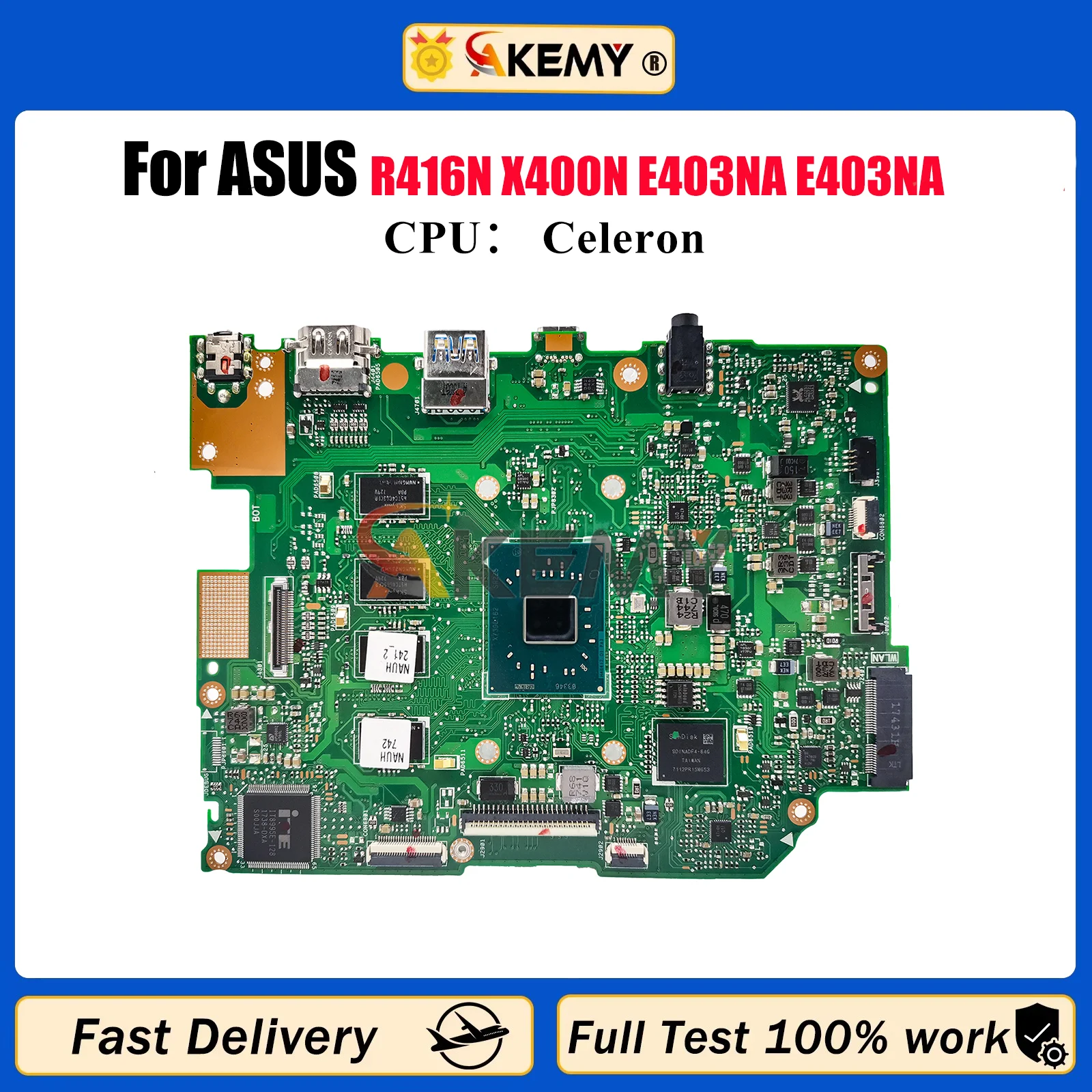 

E403NA Laptop Motherboard For ASUS EeeBook E403N R416N X400N E403NA Notebook Mainboard With Celeron CPU 100% tests OK fast ship