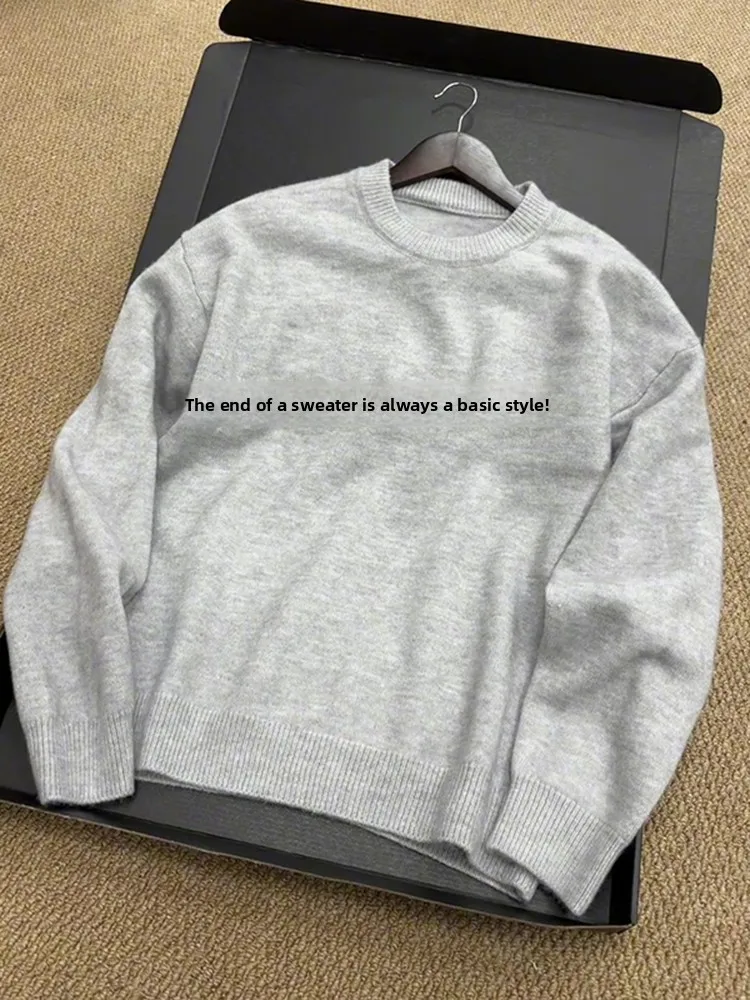 Pull tricoté pour hommes coupe ample American Sle automne hiver couche de base pour couple doux confortable Long Sve rond Ne Soli...