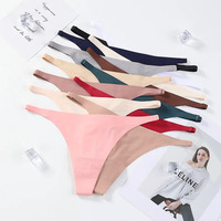 1/2PCS Sexy Panties Seamless Underwear For Women Ice Silk Strings Thin Waistband Thong Panties Woman Solid Mujer