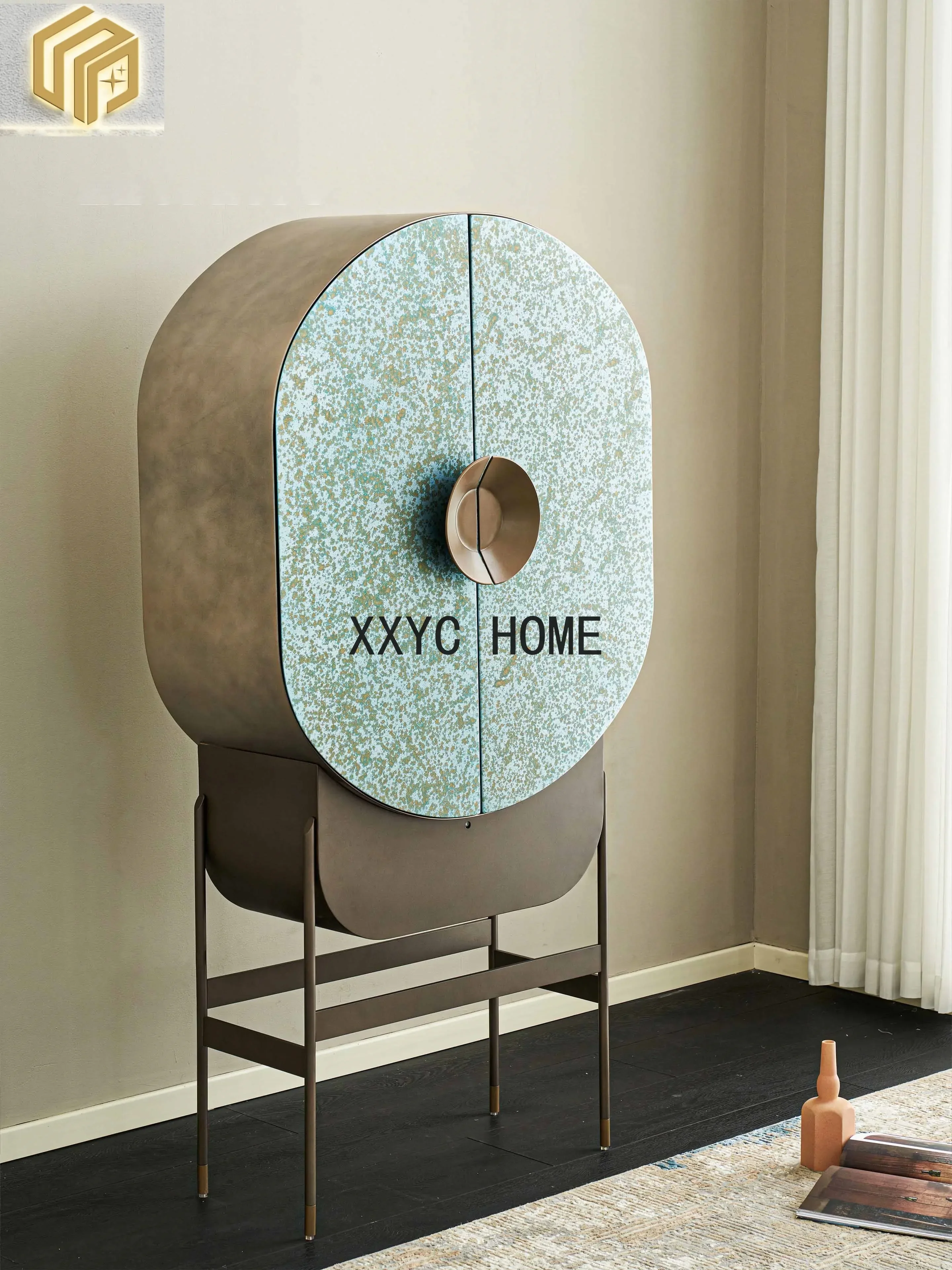 

Living room dining , light luxury Italian minimalist high custom painted restaurant high cabinet