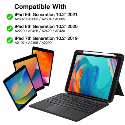 Imagen 2 del producto GOOJODOQ Funda con teclado mágico para iPad 10,2 7. a 8 a 9 a generación Funda con teclado RGB desmontable magnético