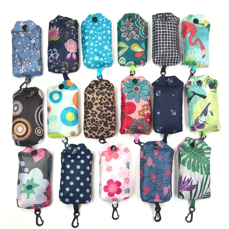 

Fashion Printing Foldable Eco-Friendly Shopping Bag Tote Folding Pouch Handbags Convenient Large-Capacity For Travel Grocery Bag