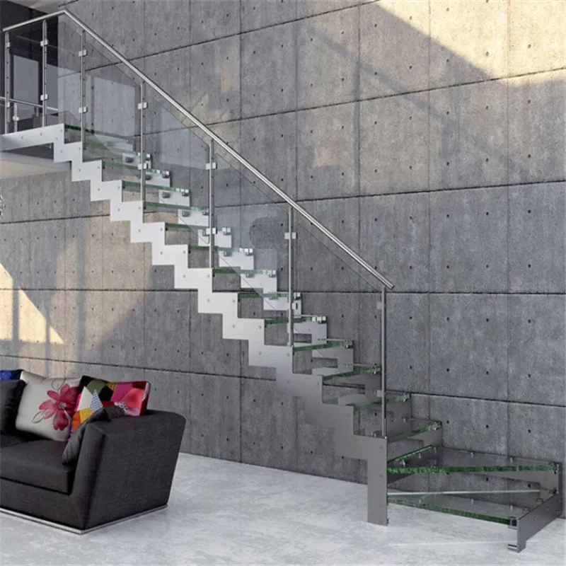 custom.Prima Easy-to-Install Stringer Staircase with Minimalist Design and Anti-Slip Treads Wood Steps Straight Stairs