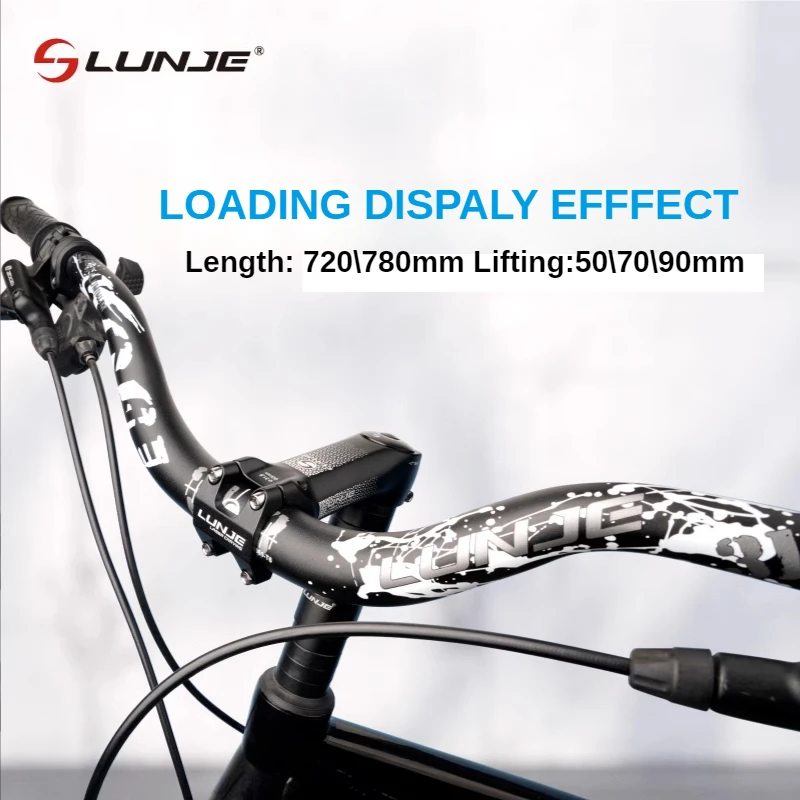 LUNJE MTB Bike Riser Handlebar 31.8x720/780mm Aluminum Swallow HandleBar Rise 90mm Mountain Folding Bicycle Handlebar Bike Parts