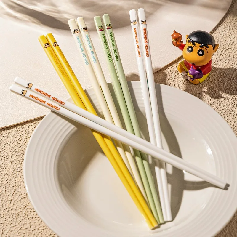 Kawaii Anime Crayon Shin Chan Ceramic Chopsticks Cute Cartoon Household Utensils High Temperature Resistant Chopsticks Kids Toys