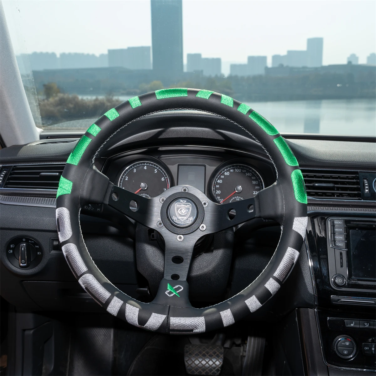 VERTEX 13Inch Racing Steering Wheel Aluminum Alloy Deep Corn Microfiber Leather Dish Sport Drifting Steering Wheels