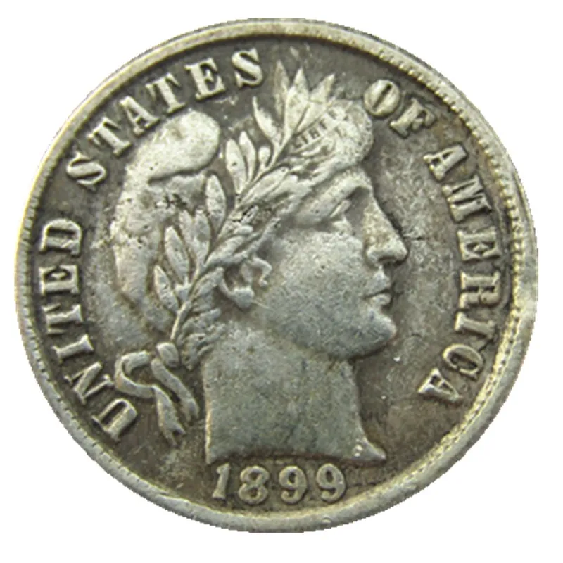 US 1899 P/S/O Barber Dime Moneda de copia chapada en plata