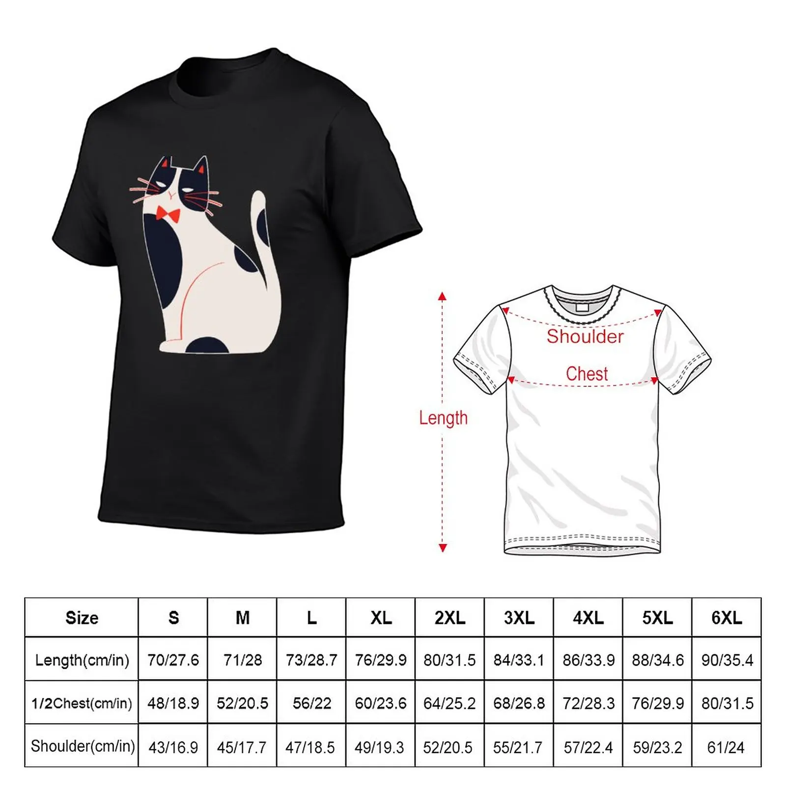 Tuxedo Cat Cute and Funny Colorful Illustrated Cat with Bow Tie Seamless Repeating Pattern T-Shirt blank t shirts Men's clothing