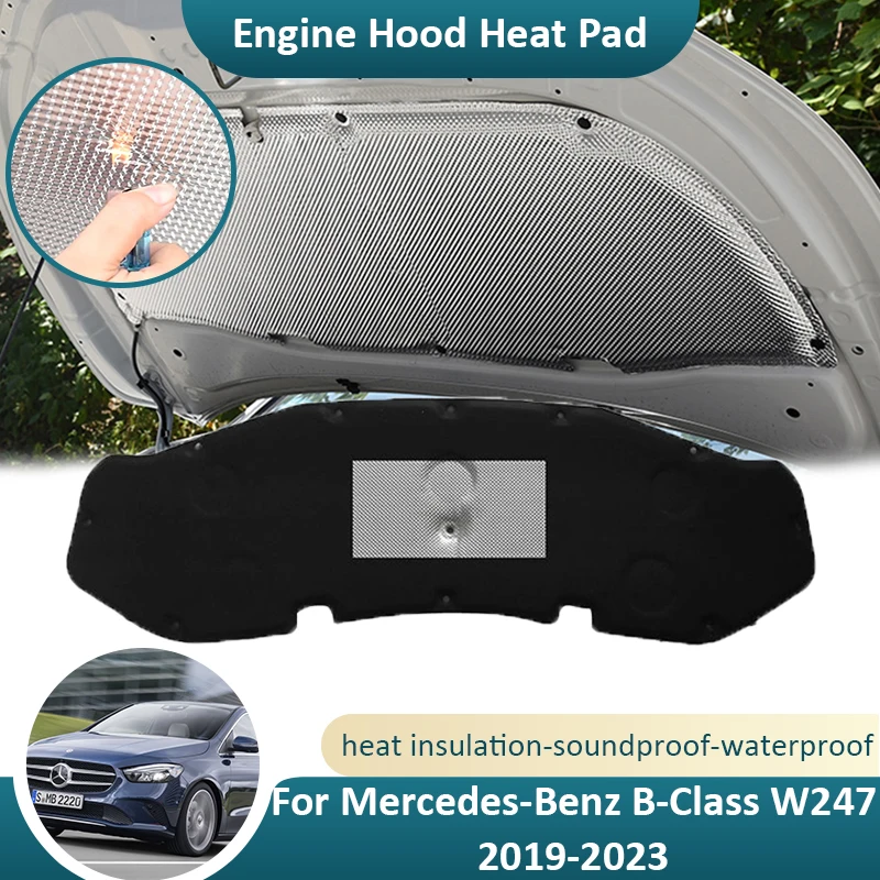 

Для Mercedes-Benz B-Class W247 2019 2020 2021 2022 2023 передний тепловой звуковой капот, изоляция, хлопковая крышка, звукоизоляция, огнеупорный
