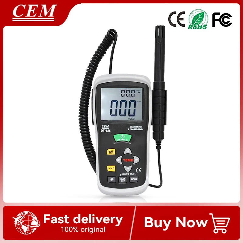 

CEM DT-625 High Precision Temperature and Humidity Meter Dew Point Wet Bulb Temperature and Humidity Test Instrument
