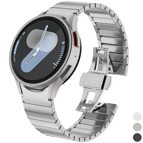 Imagen 1 del producto Correa de lujo de color titanio para Samsung Galaxy Watch 6 4Classic 47mm 43mm 7 6 5 4 40mm 44mm correa de pulsera de acero inoxidable de Metal