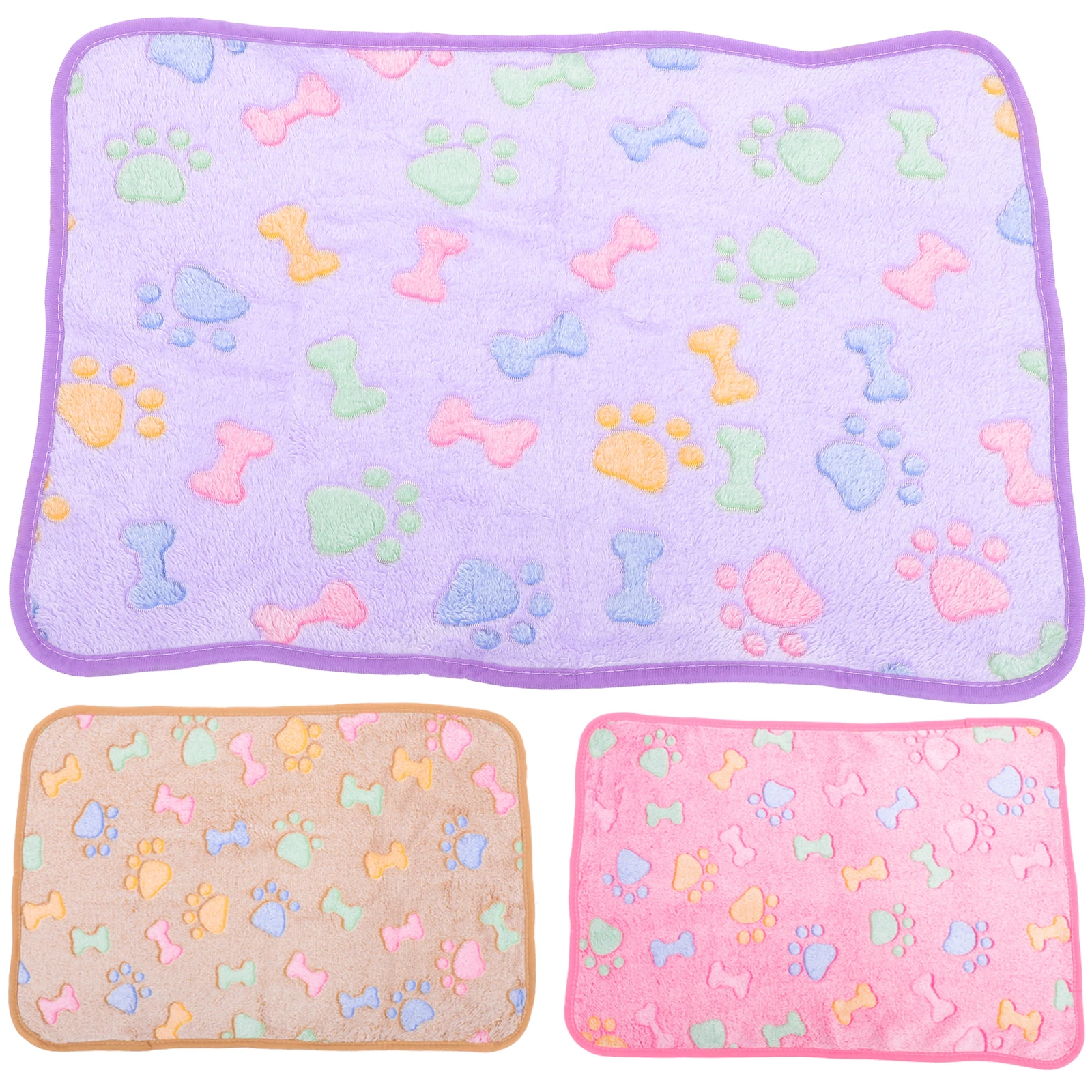 

3pcs Pet Blanket Guinea Pig Cage Liners Soft Washable 60x40cm Pink Purple Brown Bone Shaped Reusable Warm Sleeping Mat Small