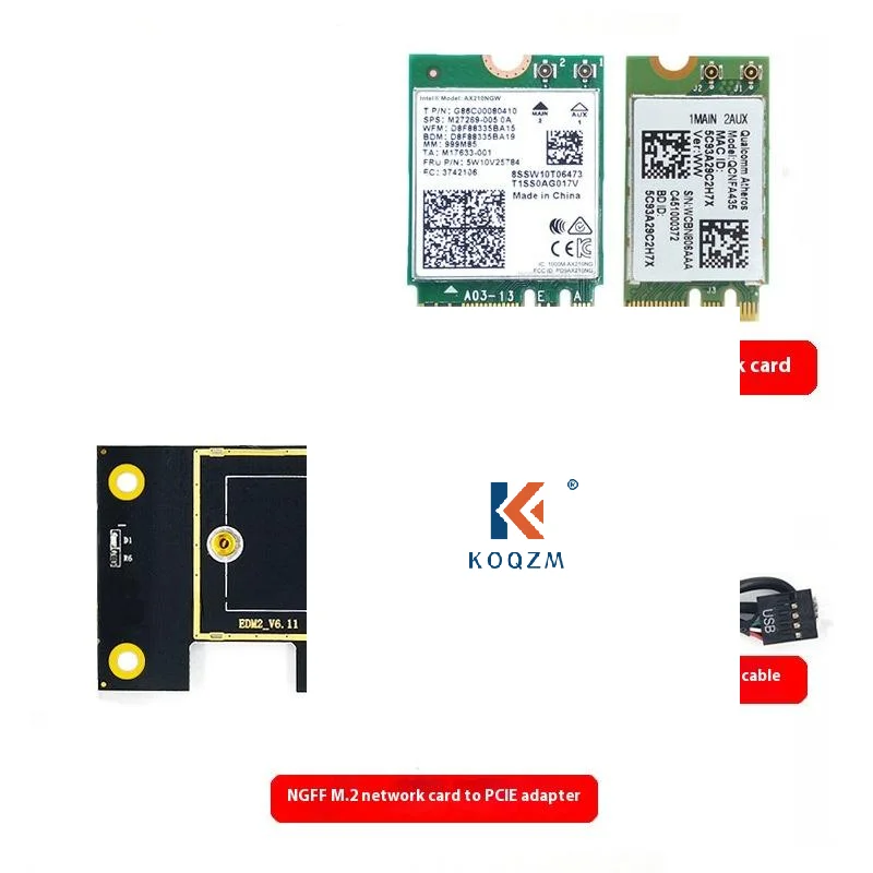 1 Set Supports NGFF M.2 Wireless Network Card DIY Accessories NGFF M.2 To PCIE Network Card Adapter Card