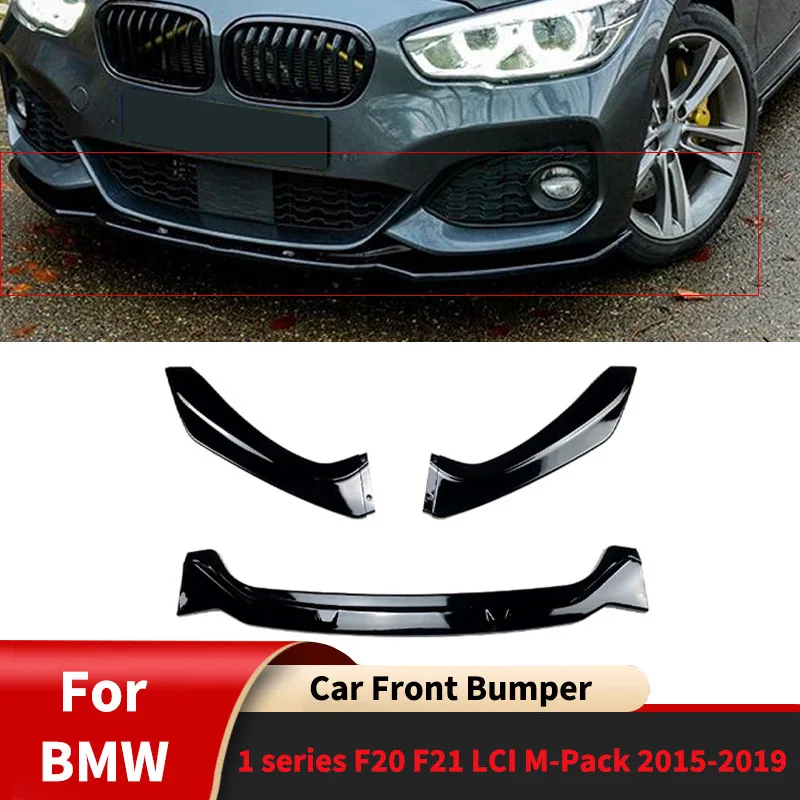 For BMW 1 Series F20 F21 118i 120i LCI M-Pack 2015-2019 Car Front Bumper Lip Front Shovel Splitter Accessories Body Kit Tuning