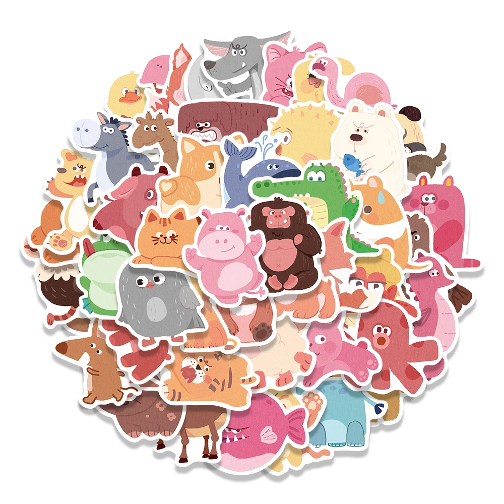 50PCS Small Animal Kindergarten Stickers Cute Cartoon Account Material Phone Case Laptop Water Cup Luggage Waterproof Stickers