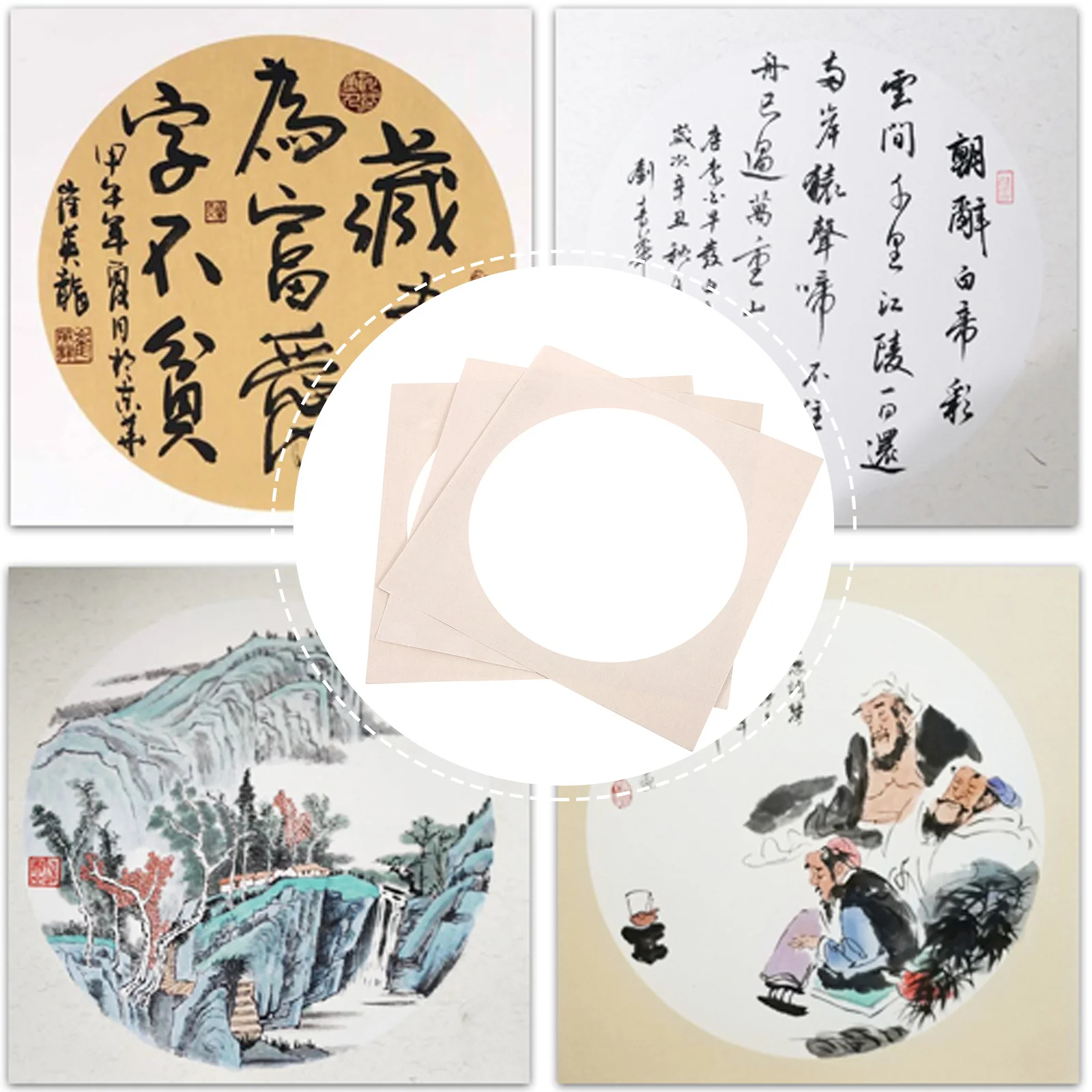 

10 Sheets Xuan Paper Fan Surface High Quality Absorbent Paper for Traditional Chinese Painting Calligraphy Practice Rice Papers