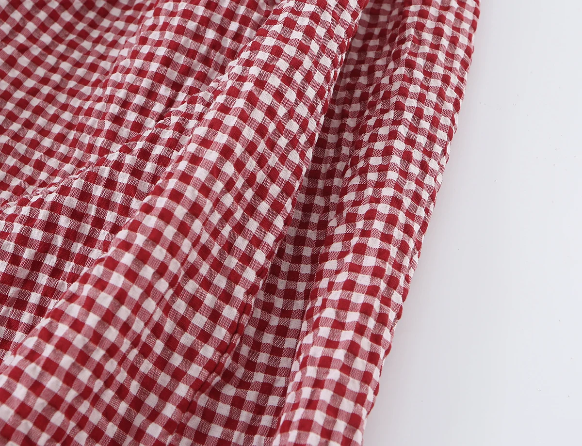 KONDALA Damen Lässige Schicke Rote Karierte Laternenhose 2026 Sommer Trendige Street-Style Urlaubshose mit Kordelzug Elegante Damen-Bloomers – Detail 10