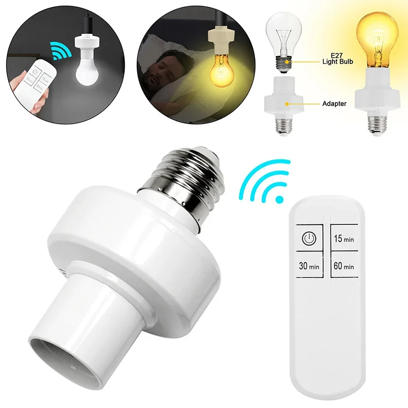 E27 Wireless Remote Control Light Lamp Timer Base On/Off Switch Socket Holder 30M Range RC Smart Device 110V 220V for LED Buld