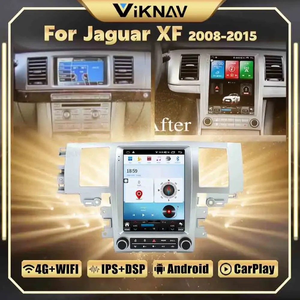 9,7 pulgadas Android 12 Carplay Radio de coche para Jaguar XF 2008-2015 Auto estéreo GPS navegación reproductor de vídeo Multimedia pantalla táctil