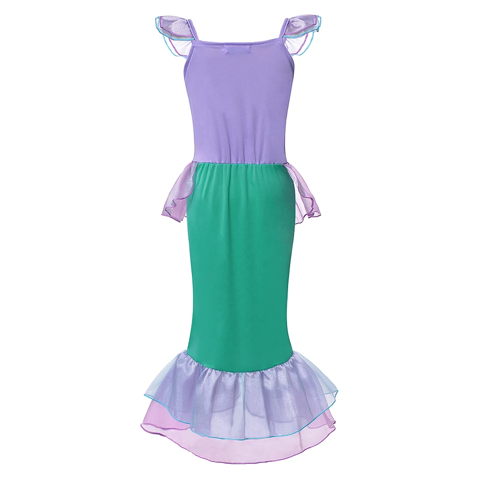 Disney Little Mermaid Ariel Princess 2024 Costume Dress Girls Cosplay Children Carnival Birthday Party Mermaid Dress