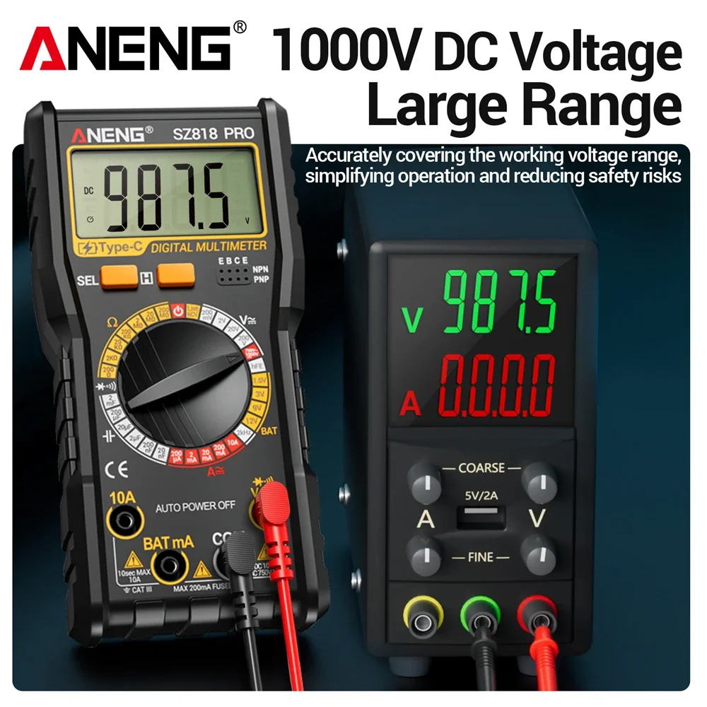 ANENG Digital Multimeters Tester SZ818 PRO Rechargeable AC/DC Voltage NCV Ammeter Voltmeter Professional Repair Detector Tools